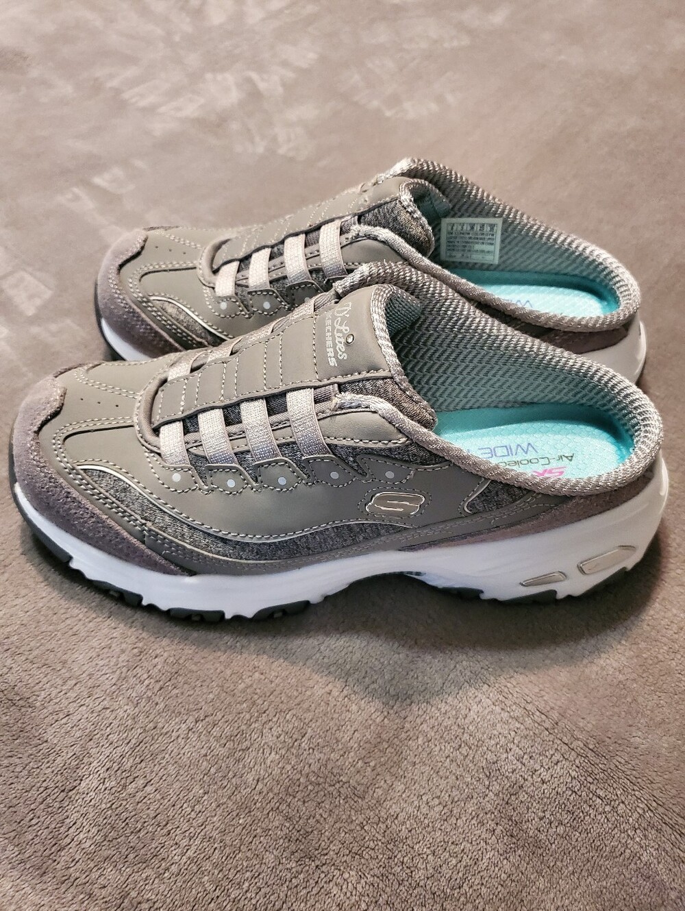 Skechers Women's Air-Cooled Memory Foam Slip On Shoe - Gray, Wide Fit